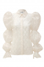 Блуза - рубашка "Арлин" белая (молочная), кружево, рукава фонарики