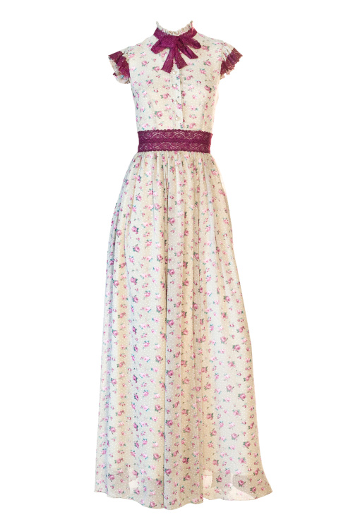 Платье "Памела" оливковое с розовым кружевом