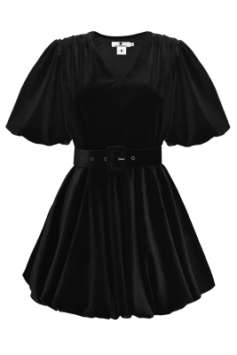 Платье "Милейна" черное, бархат, с поясом