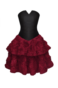Платье &quot;Маргарет&quot; черное, бордовые розы