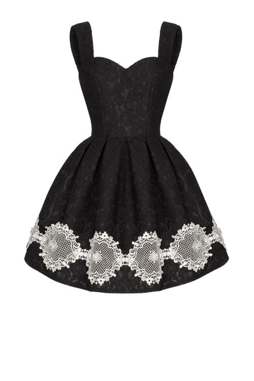 Платье "Кармела" черное, белое кружево, мини
