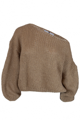 Джемпер (кофта, свитер) "Лусио" бежевый, крупная вязка, на одно плечо