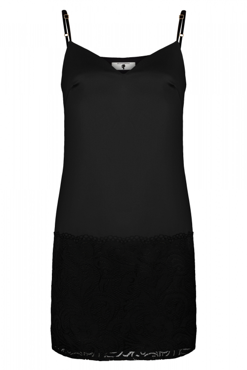 Платье "Рутт", черное с кружевом, мини