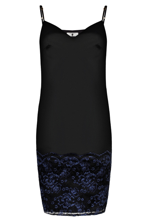 Платье "Рутт", черное с синим кружевом, миди