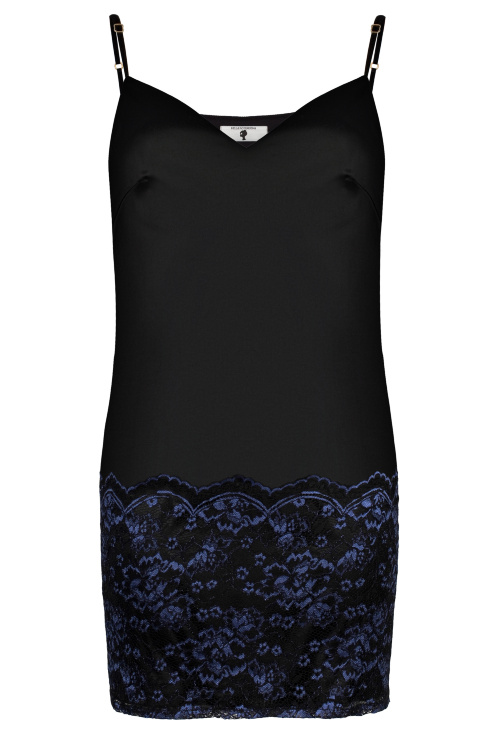 Платье "Рутт", черное с синим кружевом,мини