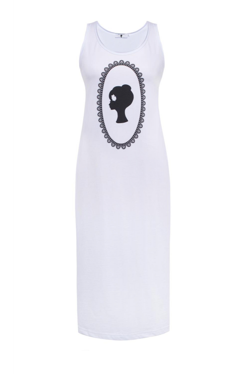 Майка-платье "Лого" белое, макси