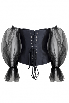 Блуза - топ - корсет "Пегги" черный, рукава фатин