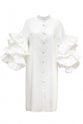 Платье - рубашка "Молли" белая, рукава с воланами