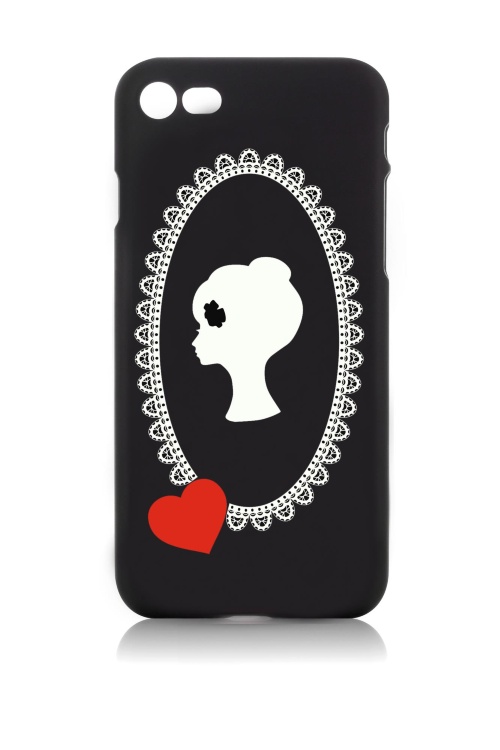 Чехол "Лого"для IPhone 7,черный с сердцем