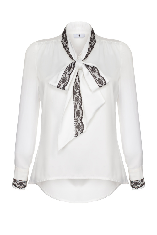 Блуза "Рикка" белая с черным кружевом 